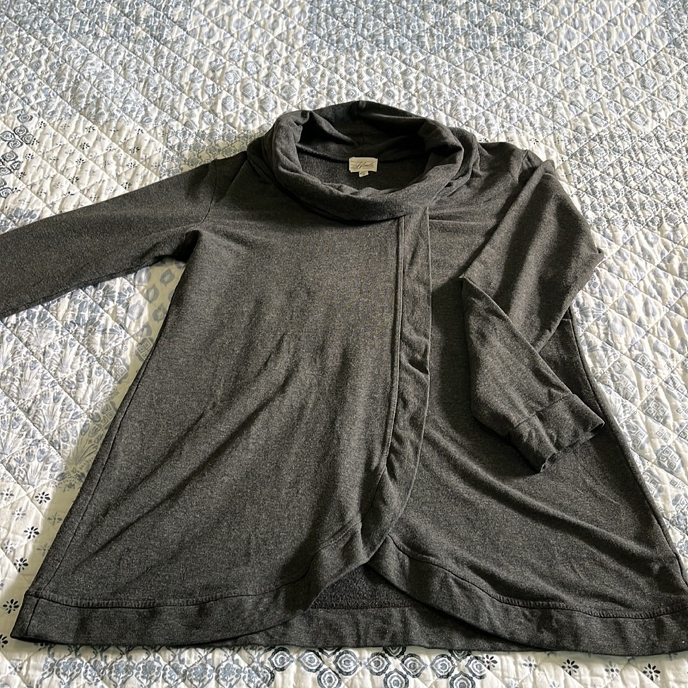 Blondie Apparel - Cross Front Dark Grey Sweater - Size M